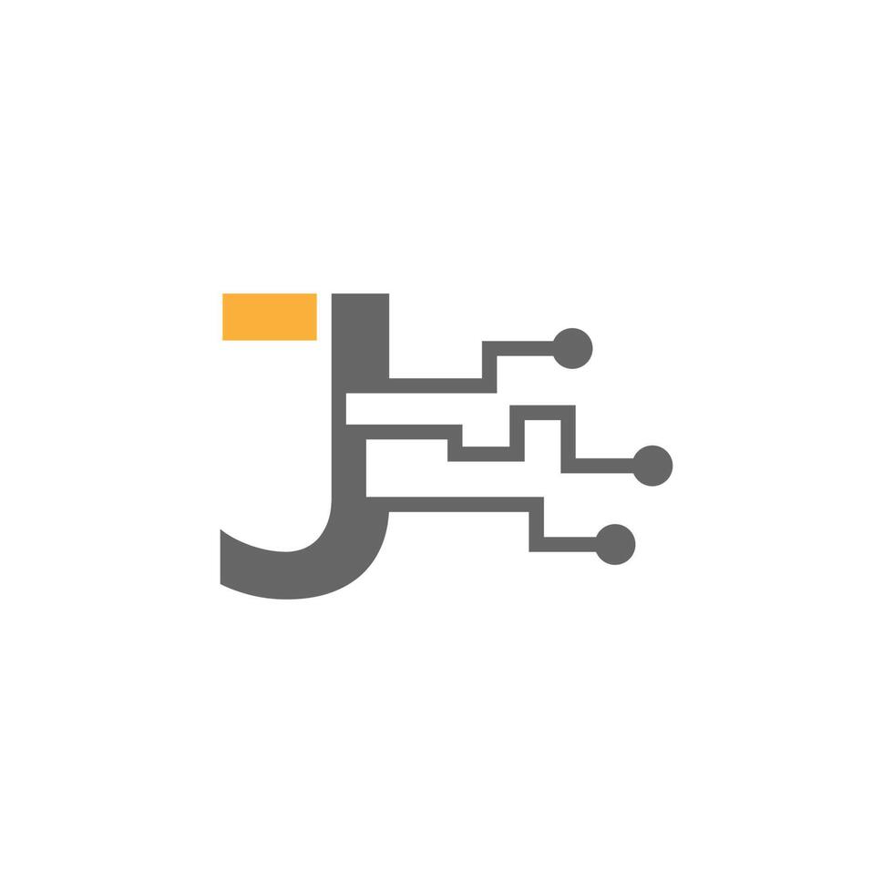 letra j circuito tecnologia logotipo ícone design criativo vetor