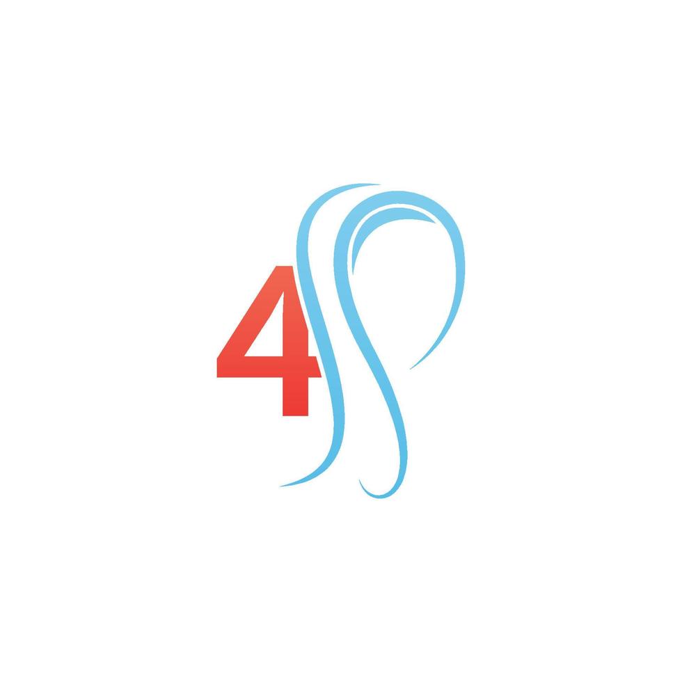 logotipo do ícone número 4 combinado com o design do ícone hijab vetor