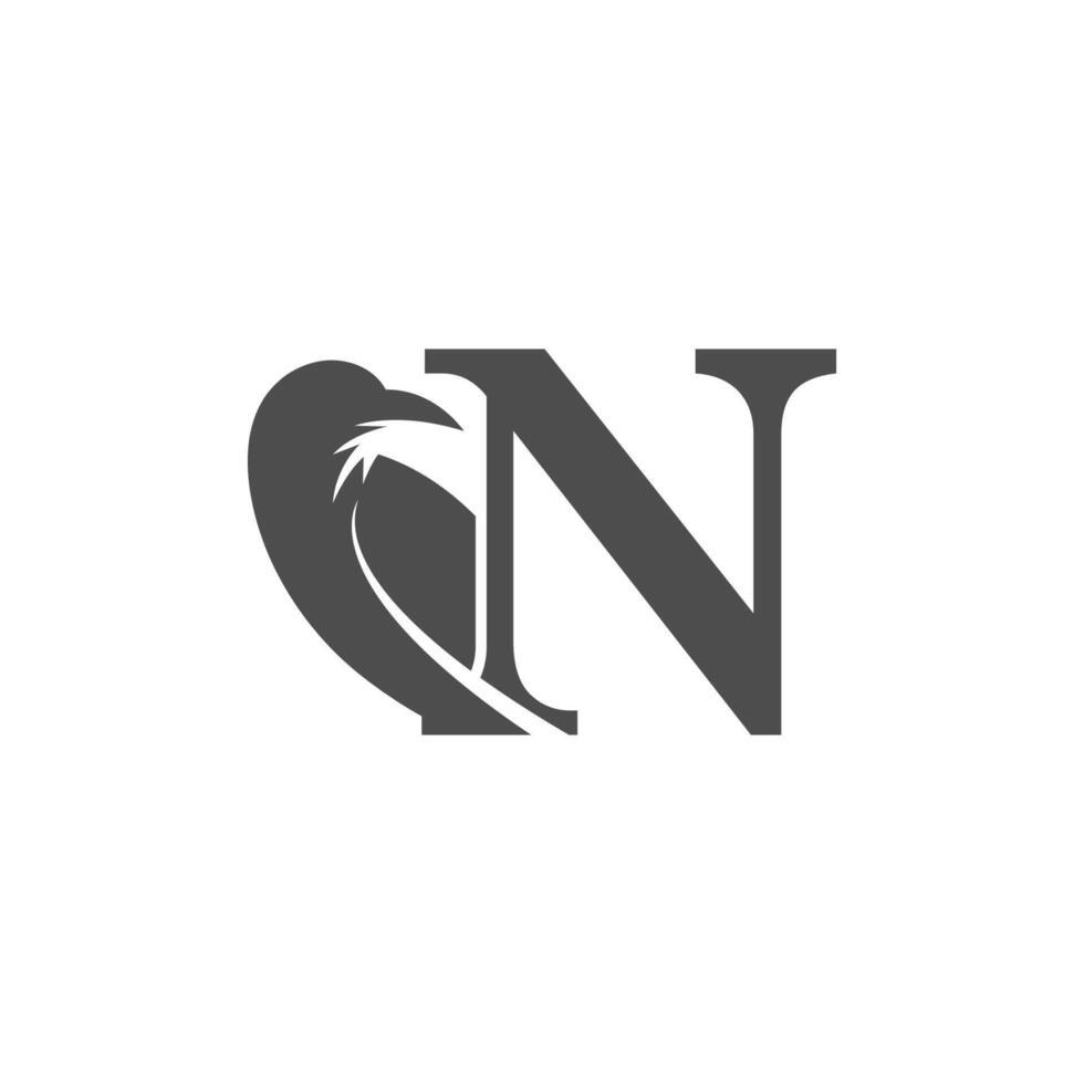 letra n e design de logotipo de ícone de combinação de corvo vetor