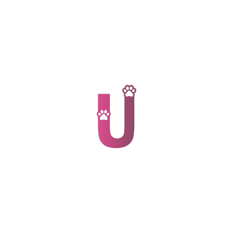 letra u design de logotipo conceito de pegadas de cachorro vetor