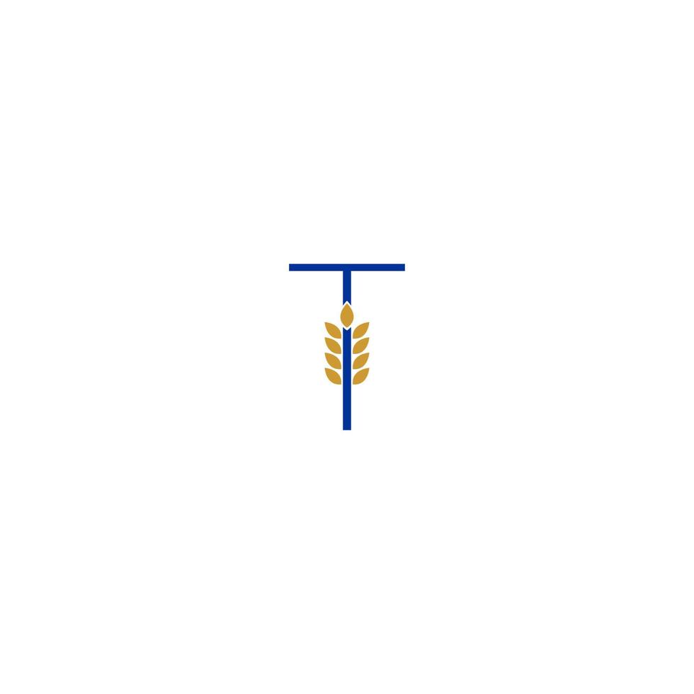 letra t combinada com design de logotipo de ícone de trigo vetor