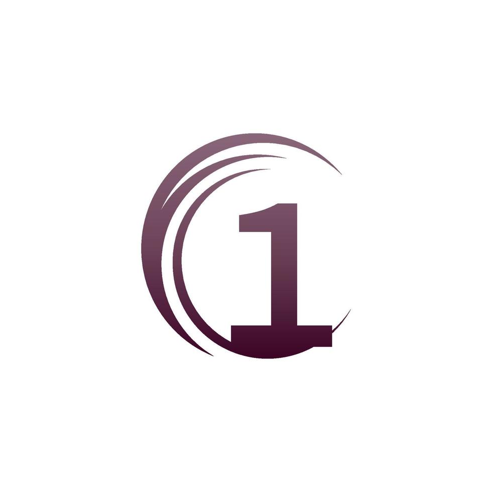 design de ícone de logotipo de círculo de onda número 1 vetor
