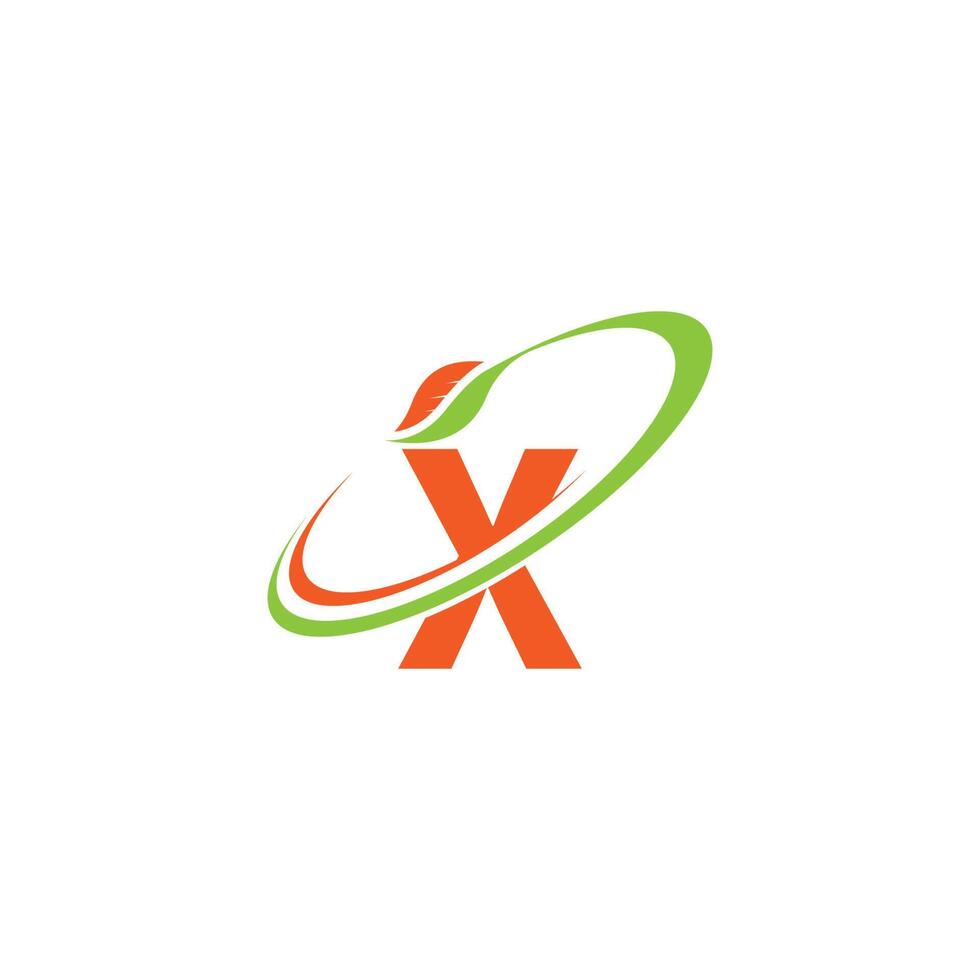 conceito de design de ícone de folha de logotipo letra x vetor