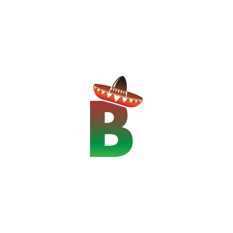 design de conceito de chapéu mexicano letra b vetor