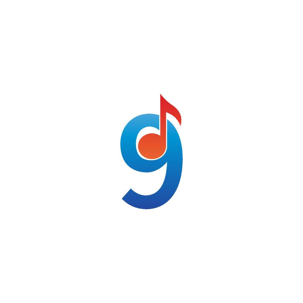 ícone do logotipo número 9 combinado com design musical de nota vetor