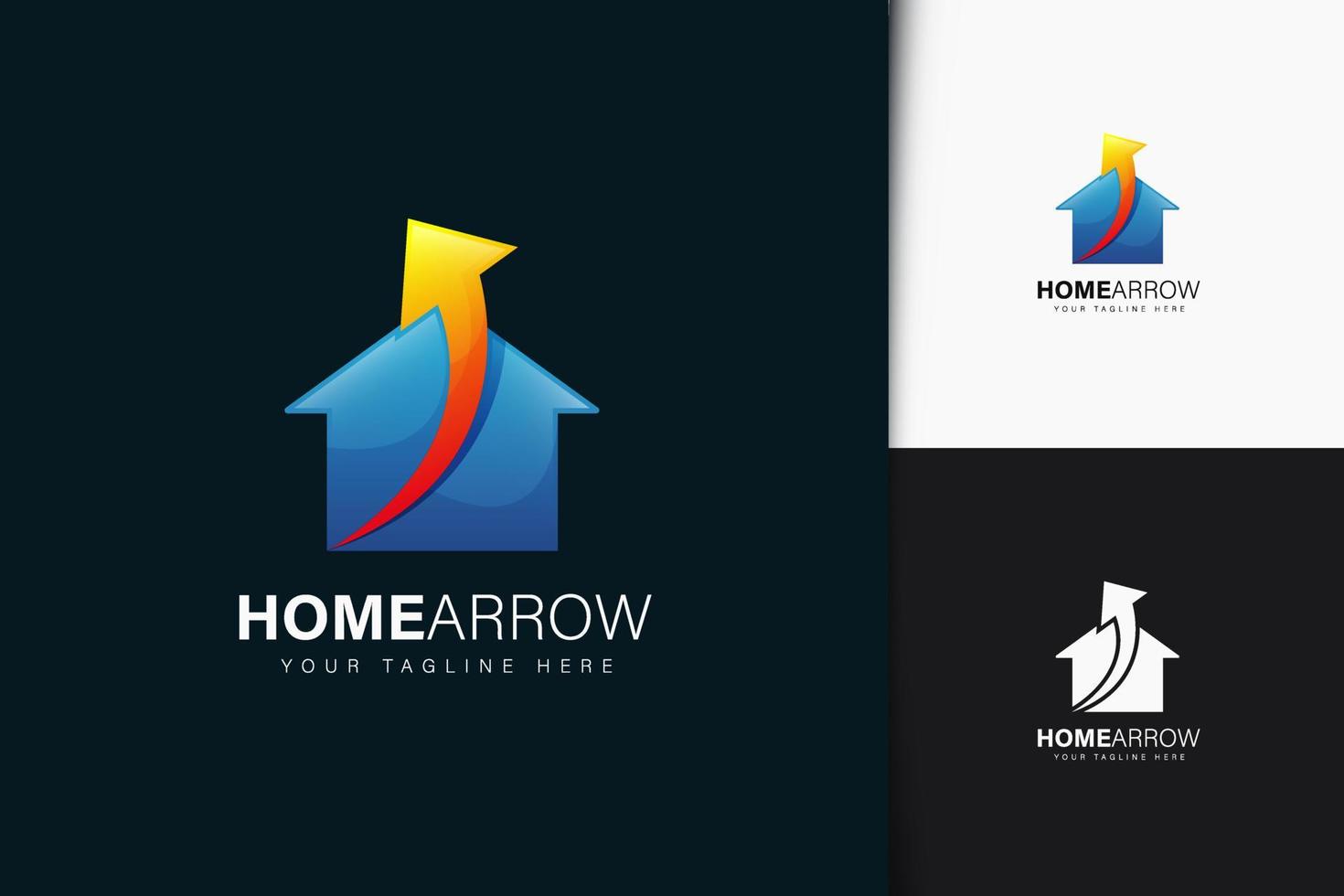 design de logotipo de seta para casa com gradiente vetor