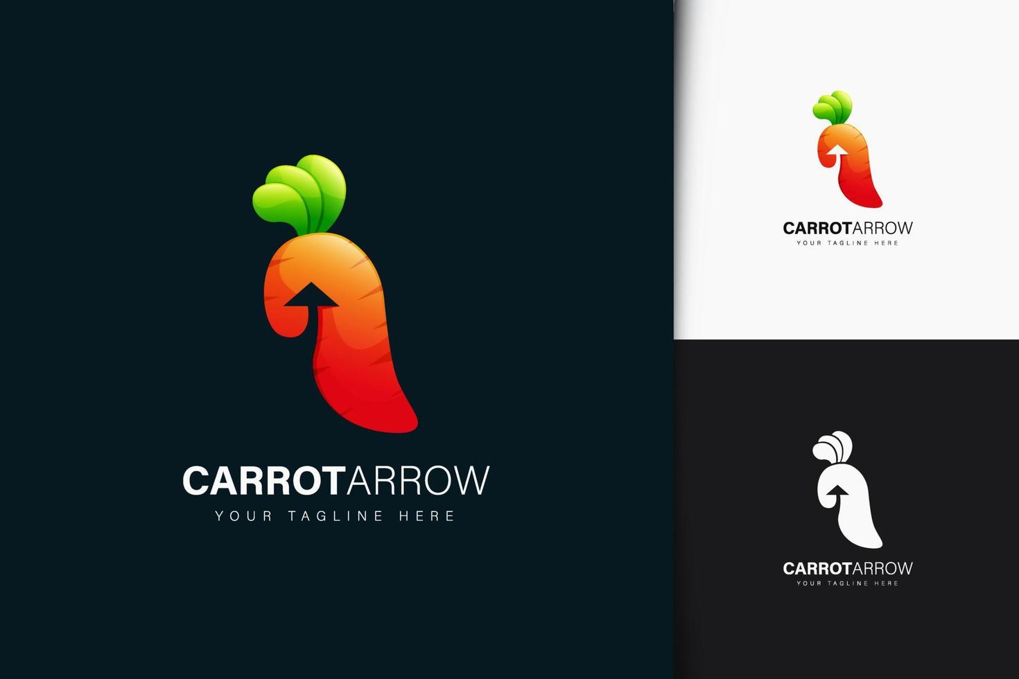design de logotipo de seta de cenoura com gradiente vetor