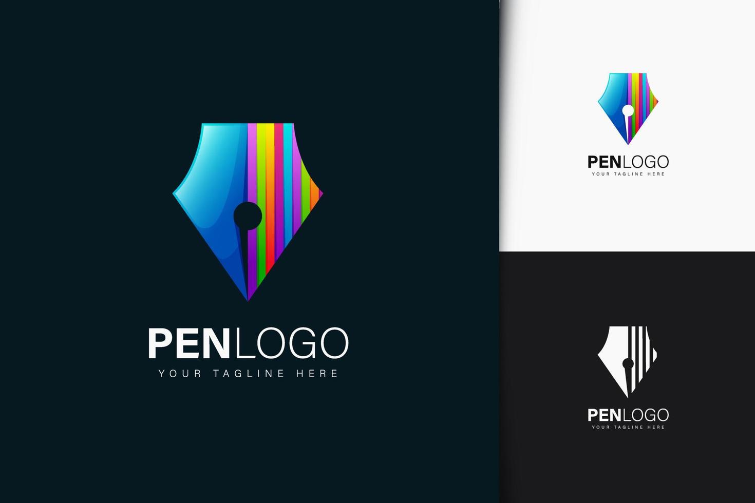 design de logotipo de caneta colorida com gradiente vetor