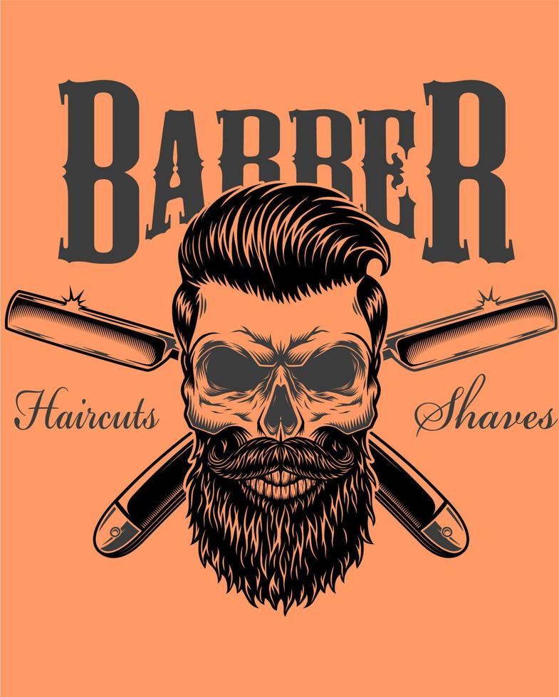 cabeça de design de vetor de logotipo para barbearia