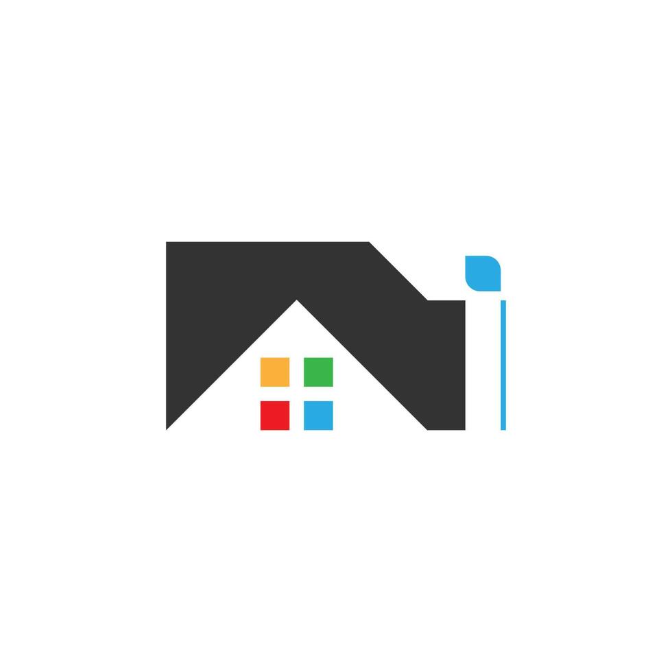 letra i ícone do logotipo para casa, vetor imobiliário