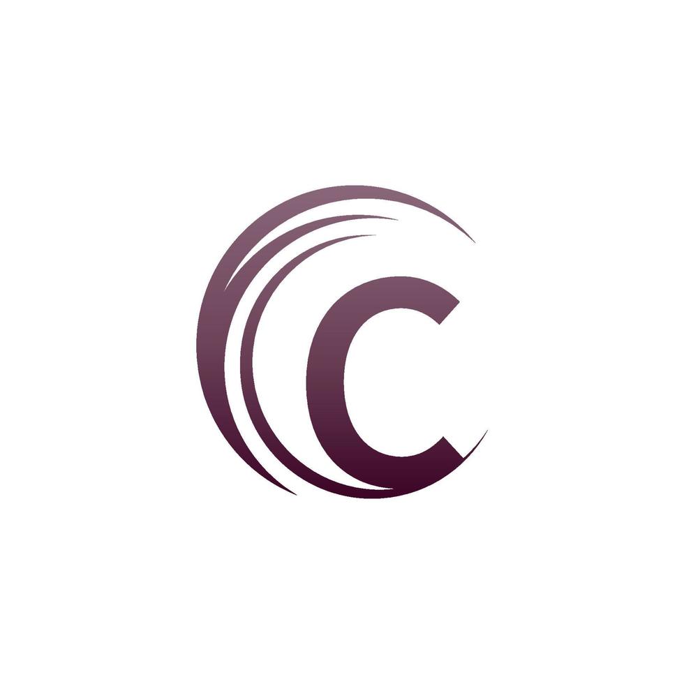 design de ícone de logotipo de letra c de círculo de onda vetor
