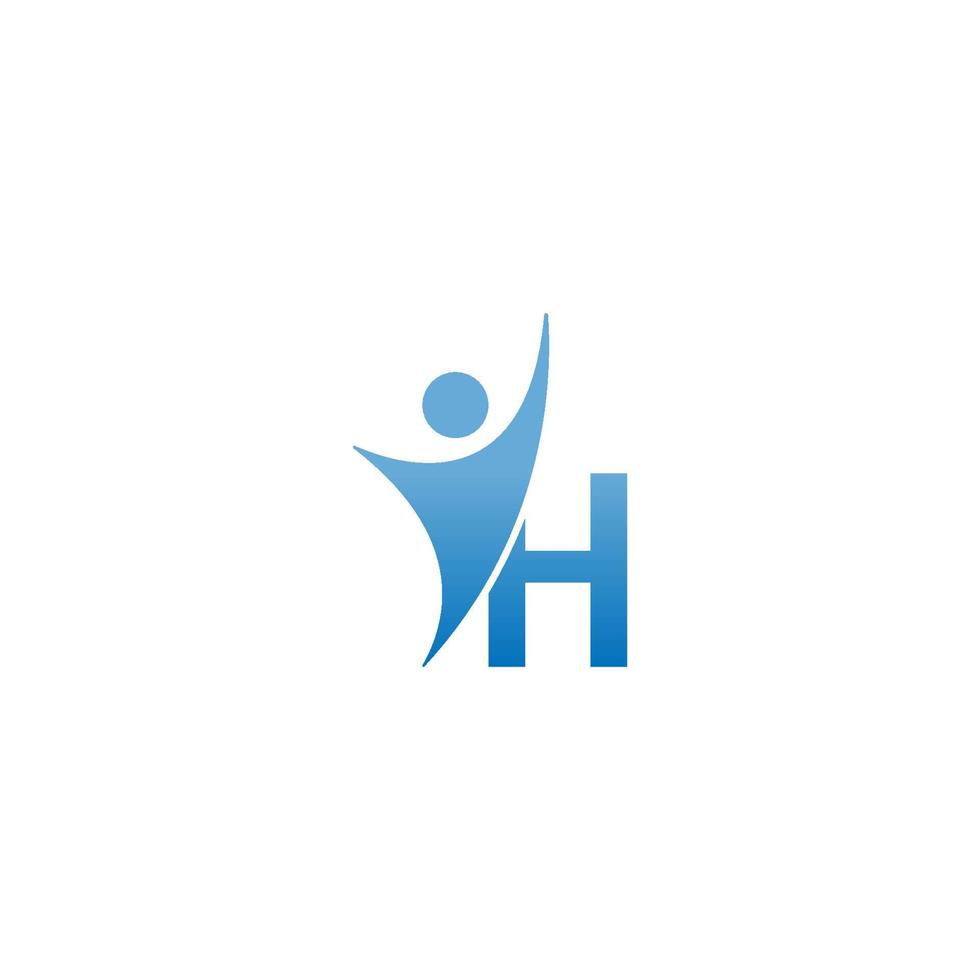 logotipo do ícone da letra h com homem de sucesso abstrato na frente, design criativo do ícone do logotipo do alfabeto vetor