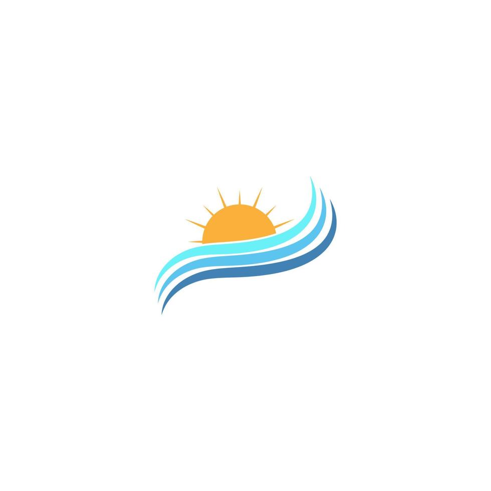 design de ícone de logotipo de onda e sol vetor