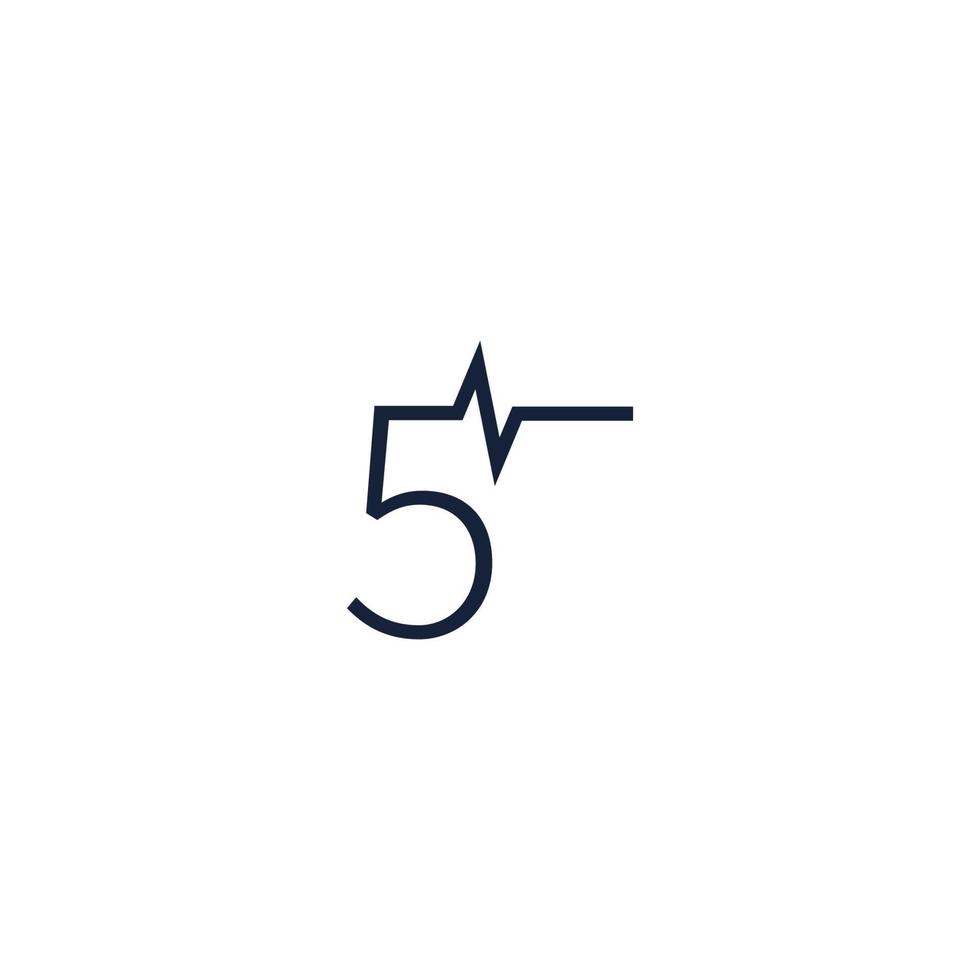 logotipo do ícone número 5 combinado com o design do ícone de pulso vetor