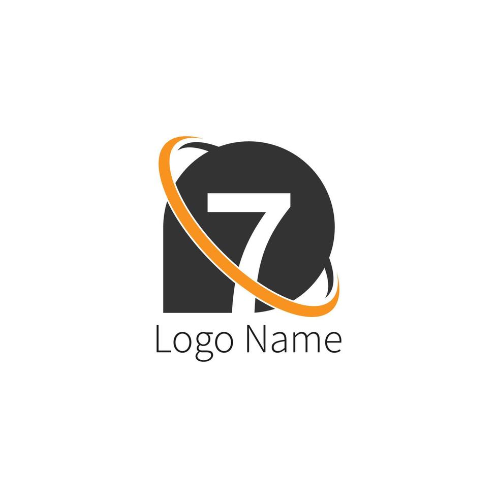 logotipo de ícone de círculo número 7, conceito de círculo de ícone de número de design vetor