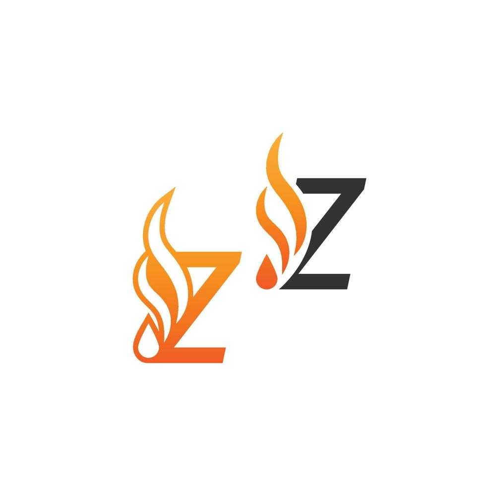 letra z e ondas de fogo, design de conceito de ícone de logotipo vetor
