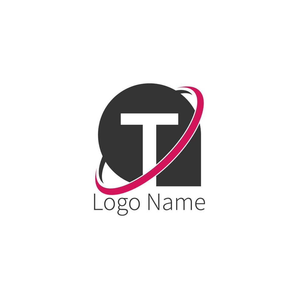 logotipo de ícone de círculo de letra t, conceito de círculo de ícone de letra de design vetor