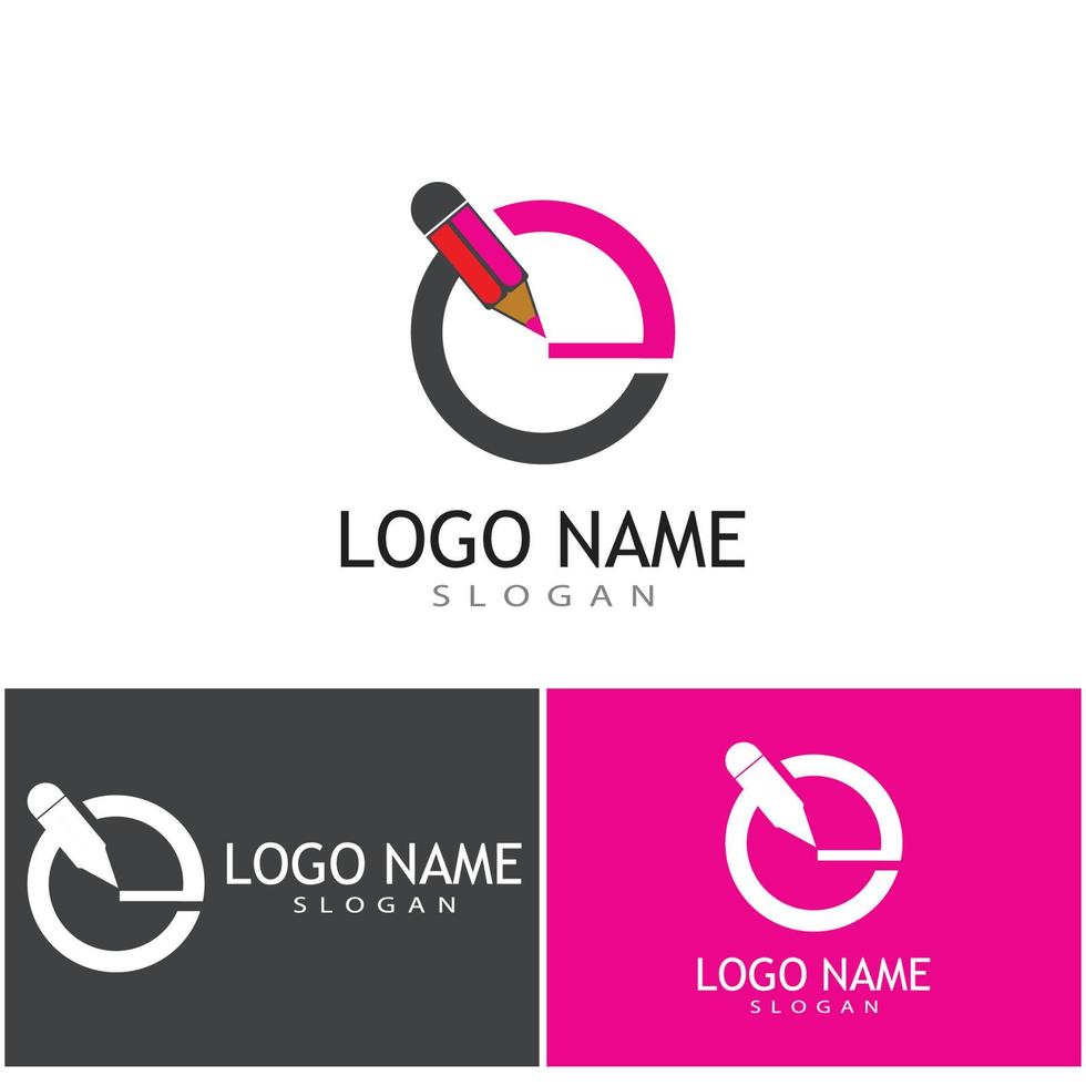 lápis logotipo modelo vetor símbolo design