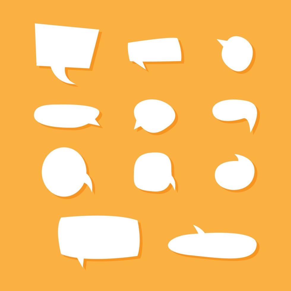 bolha de fala em quadrinhos definir nuvens de caixa de texto vazia dos desenhos animados com fundo laranja vetor