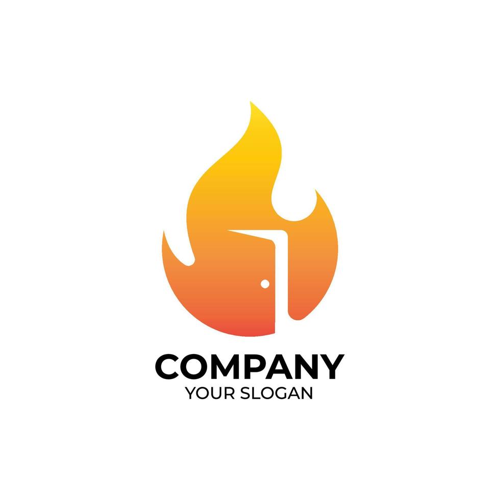 design de logotipo de fogo em casa vetor