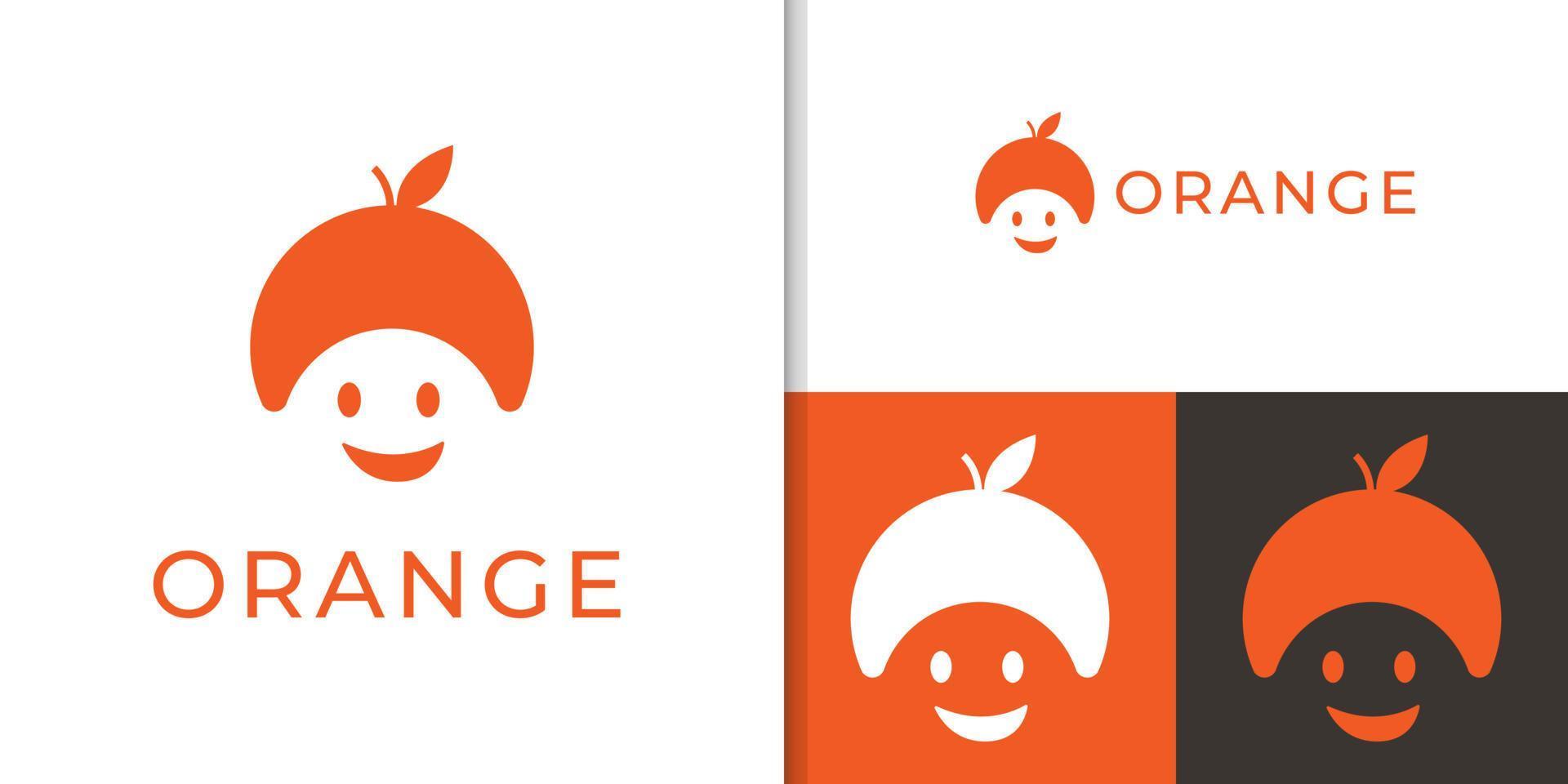 design de logotipo de rosto laranja e mascote vetor