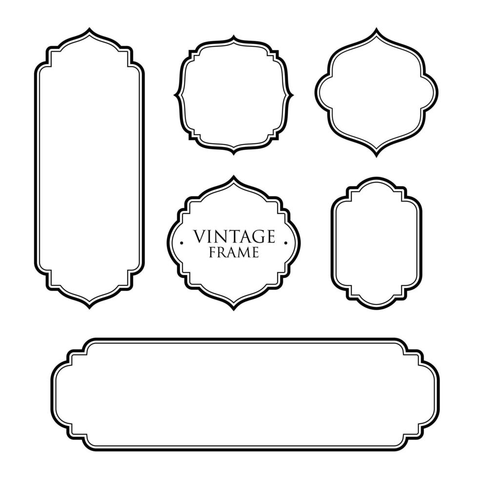 conjunto de ilustração vetorial vintage frame em branco. elemento de design adequado de rótulo vintage, menu de comida, decoração de cartão de convite e modelo de banner retrô. vetor