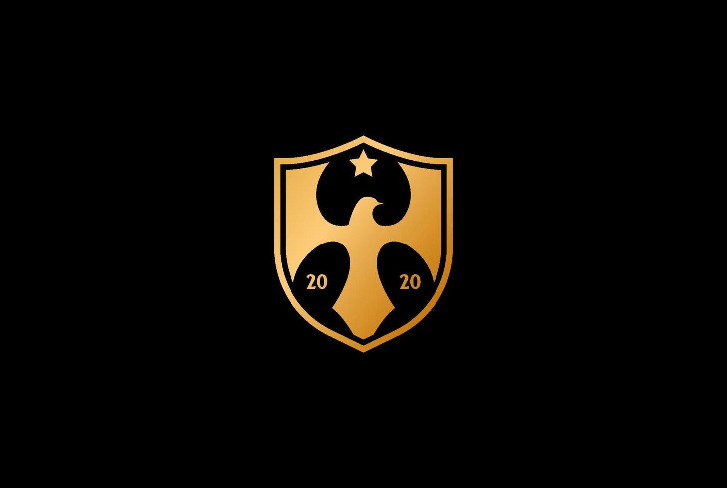 vetor de design de logotipo de escudo de falcão de águia dourada de luxo elegante