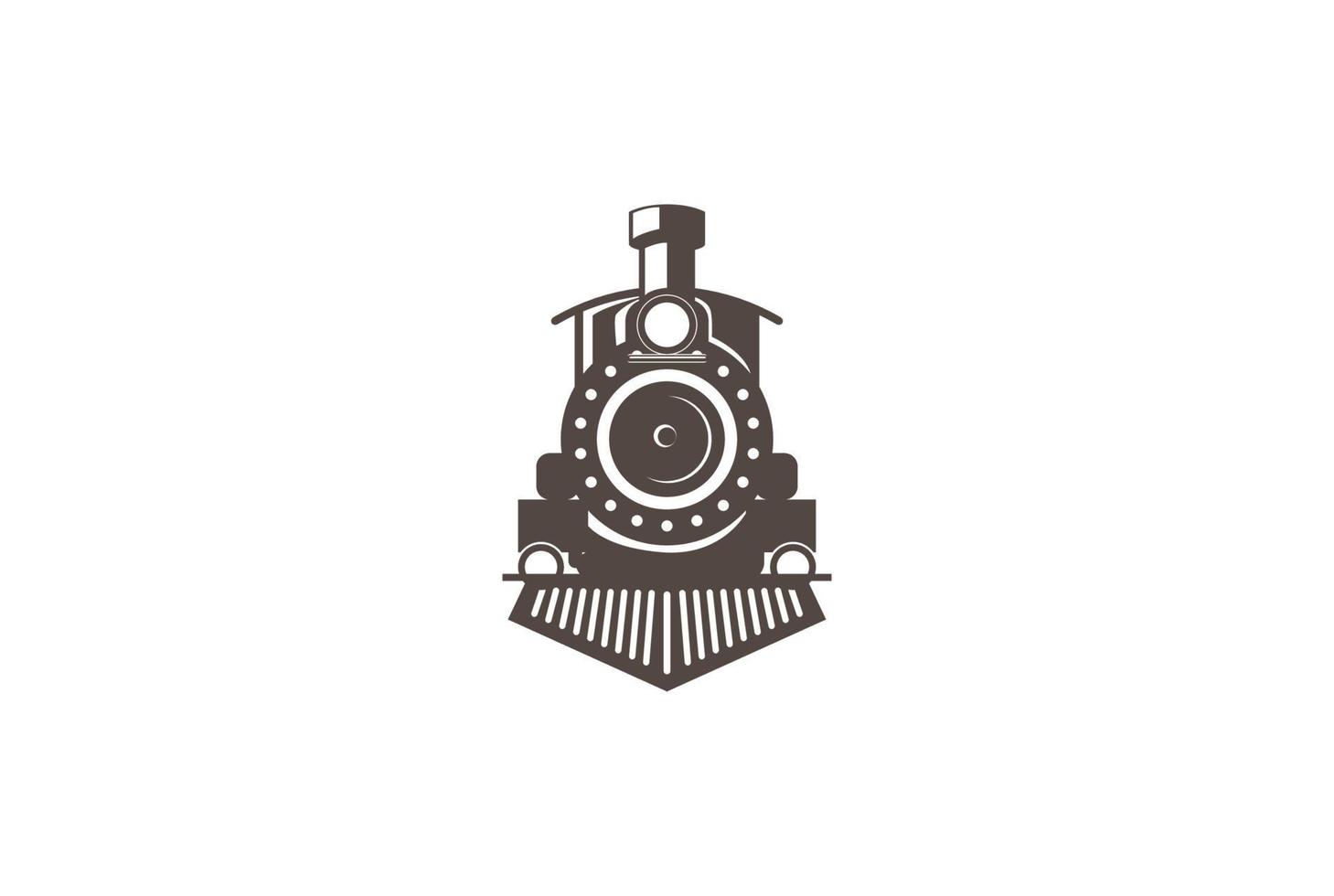 vetor de design de logotipo de máquina de trem locomotiva antiga vintage