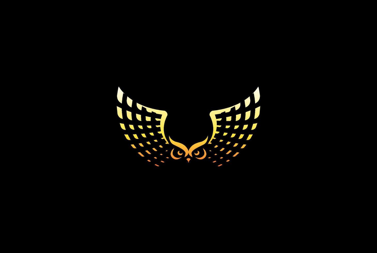 vetor de design de logotipo de asas de pássaro de coruja voadora de luxo geométrico