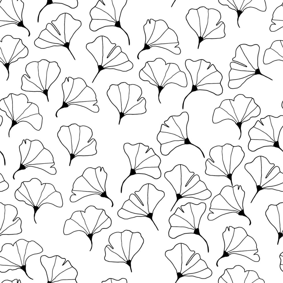 flor de pétalas de contorno sem costura, design de padrão de desenho vetorial para roupas de moda, papel de parede, fundo de decoração. vetor
