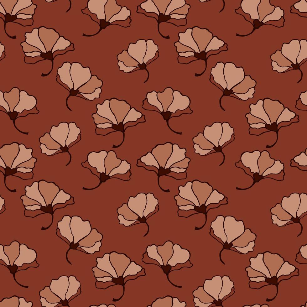 desenho sem costura pétalas flor marrom, desenho vetorial flor tom de pele design africano para roupas de moda, papel de parede, fundo de decoração. vetor