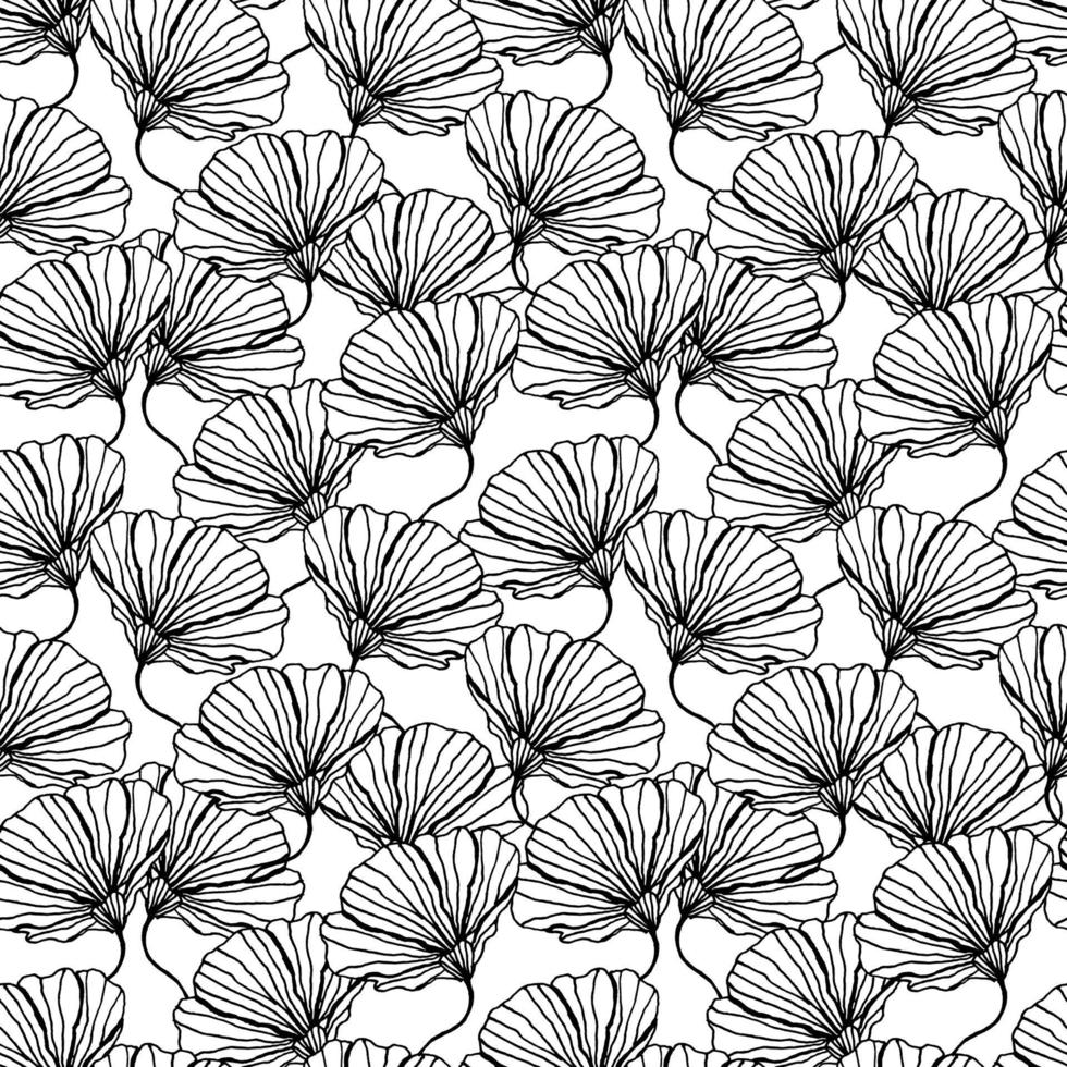 flor de pétalas de contorno sem costura, design de padrão de desenho vetorial para roupas de moda, papel de parede, fundo de decoração. vetor