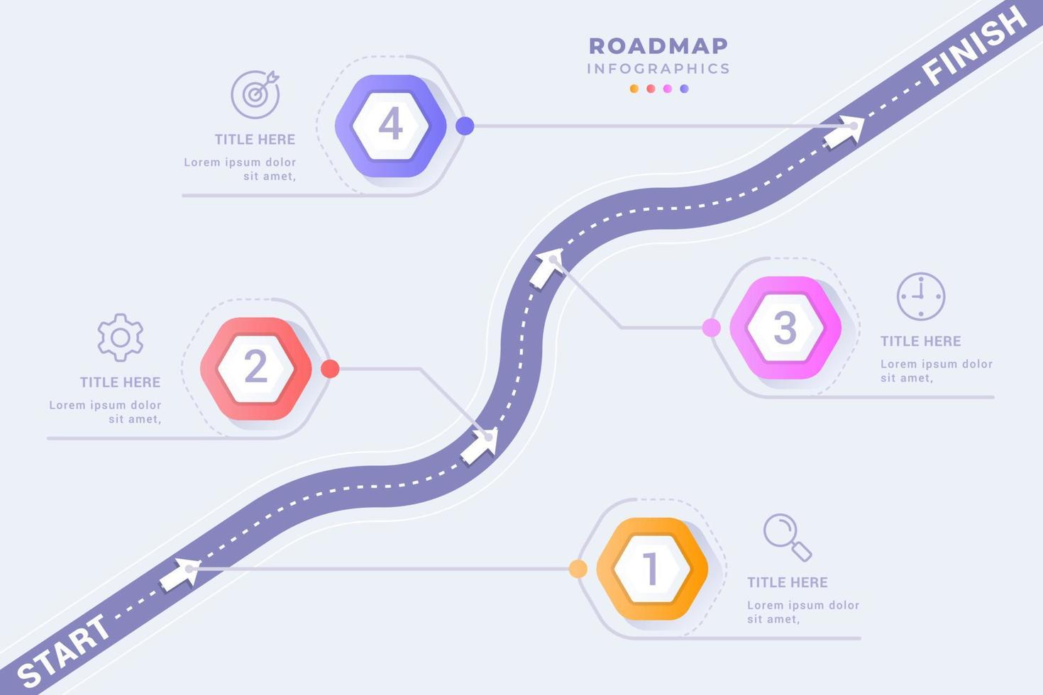 modelo de infográfico de roteiro profissional com ilustração de design de quatro etapas vetor