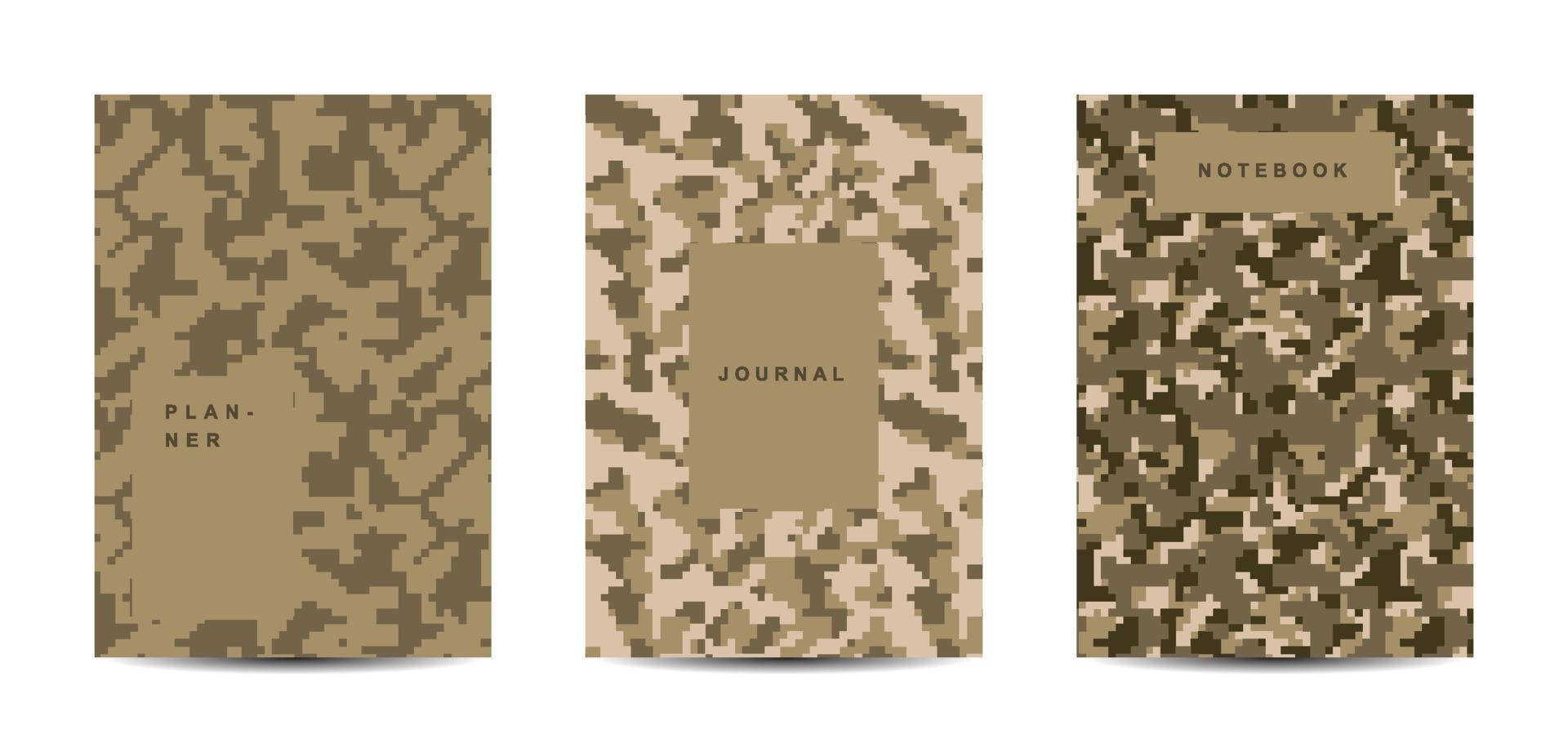 caderno de capa de resumo de camuflagem militar e militar vetor