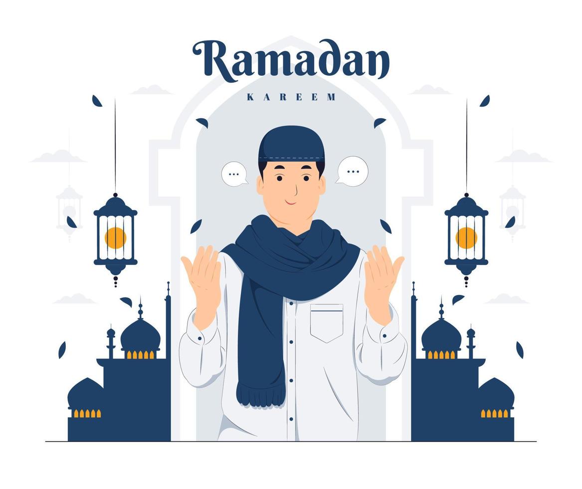 homem na ilustração do conceito de ramadan kareem vetor