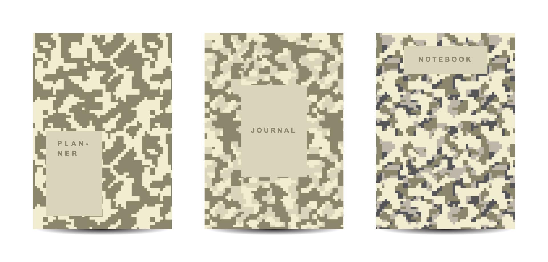 caderno de capa de resumo de camuflagem militar e militar vetor