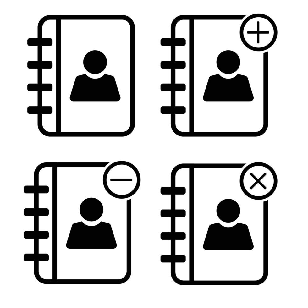 ícone de contato, adicionar, subtrair e bloquear. para web, celular, interface do usuário vetor