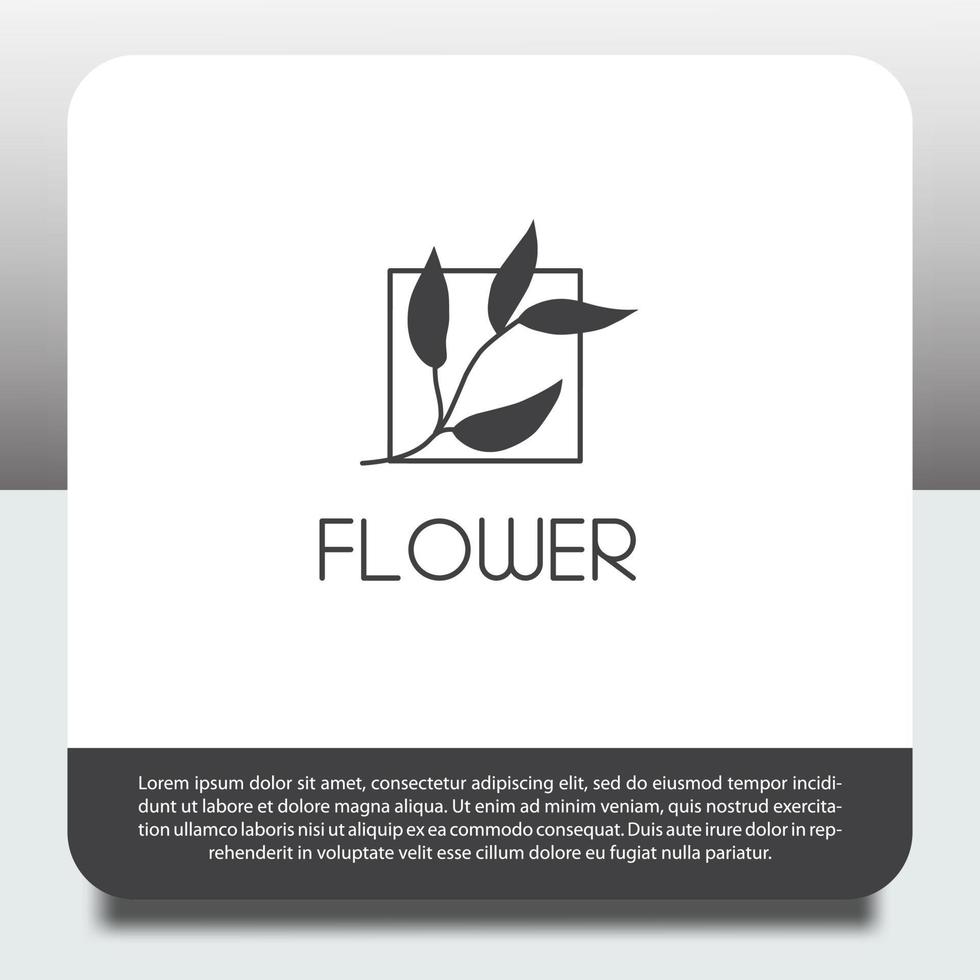 modelo de design de logotipo, com ícone de planta bonita desenhada à mão vetor
