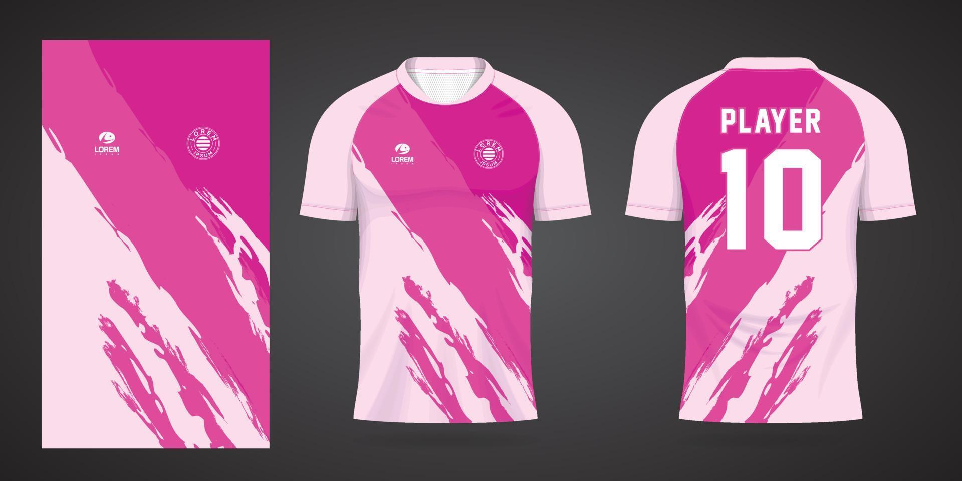 modelo de design de esporte de camisa de futebol rosa vetor