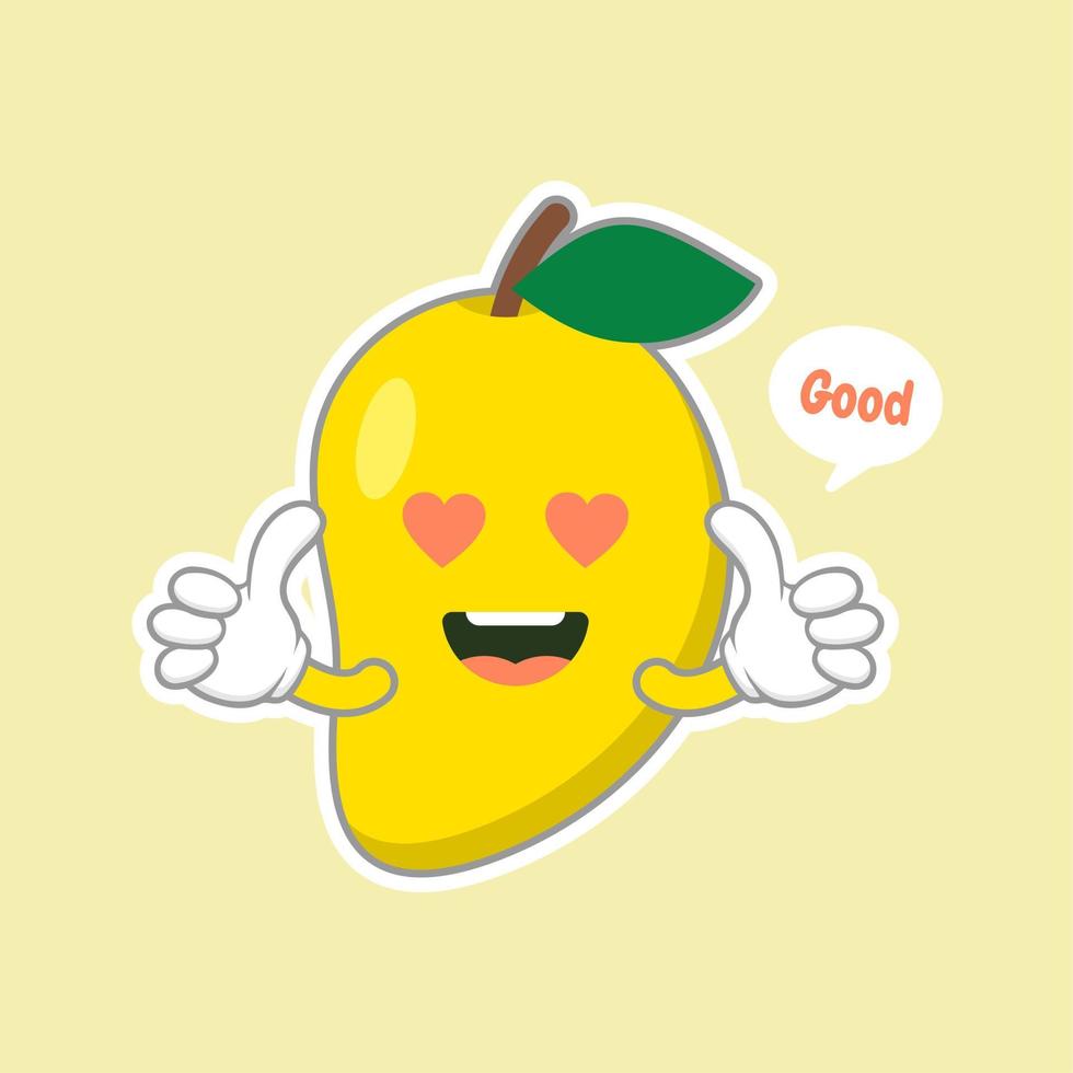 personagem de fruta manga bonito e kawaii. ilustração de conceito vetorial em um estilo simples para uma alimentação saudável e estilo de vida. vetor