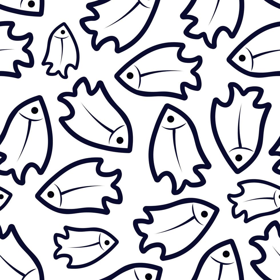 sem costura padrão preto e branco com peixes. silhuetas de animais marinhos, imagem monocromática para impressão em tecido, banners. ilustração vetorial vetor