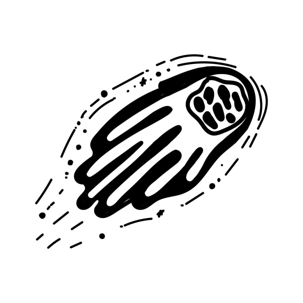 ícone de cometa simples, asteróide, esboço de elemento desenhado à mão no estilo doodle. espaço. asteróide. sistema solar. ilustração vetorial isolada vetor