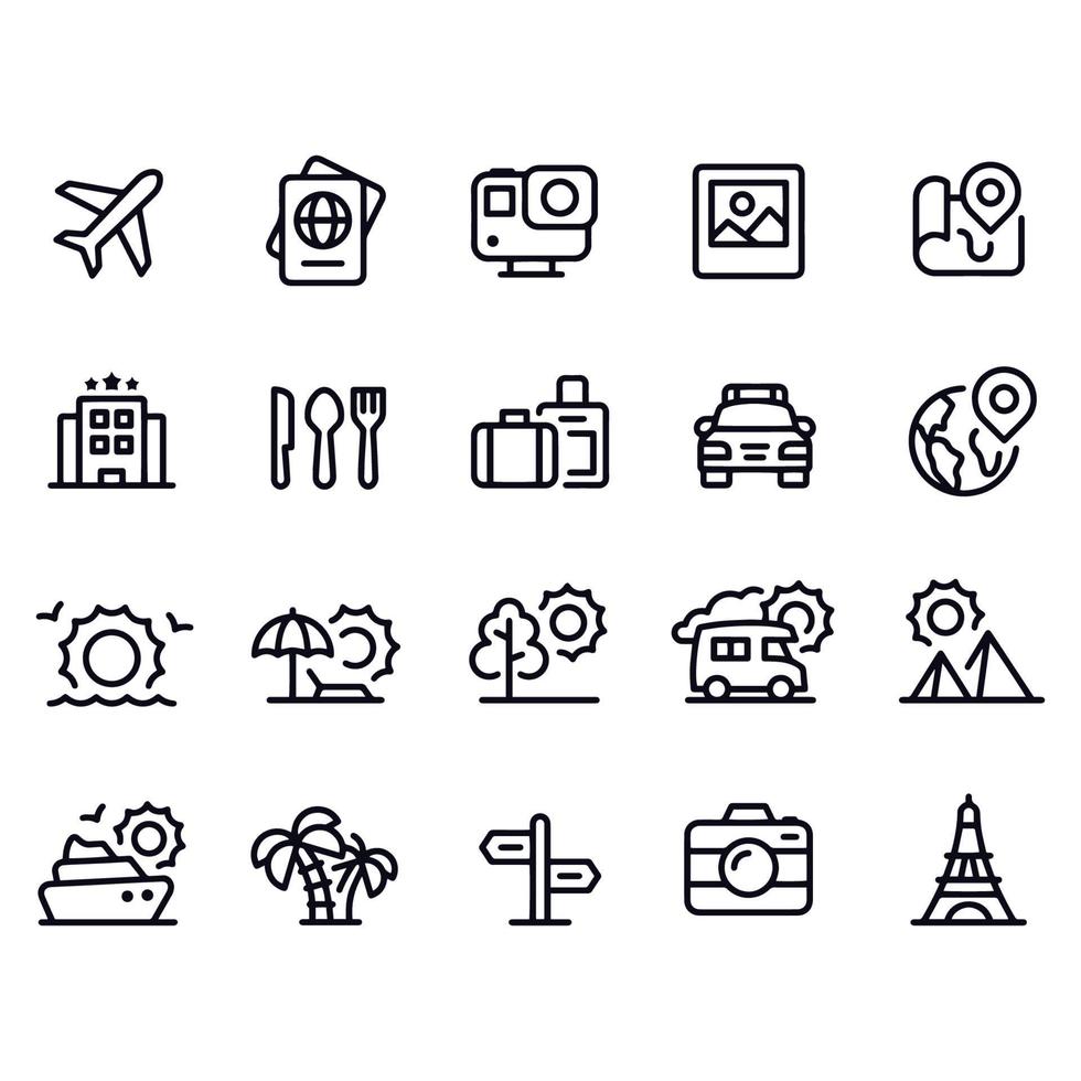design de vetor de ícones de férias de viagem