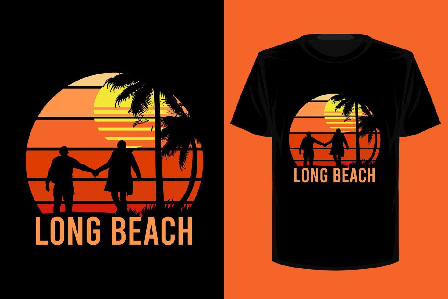 design de camiseta vintage retrô de longa praia vetor