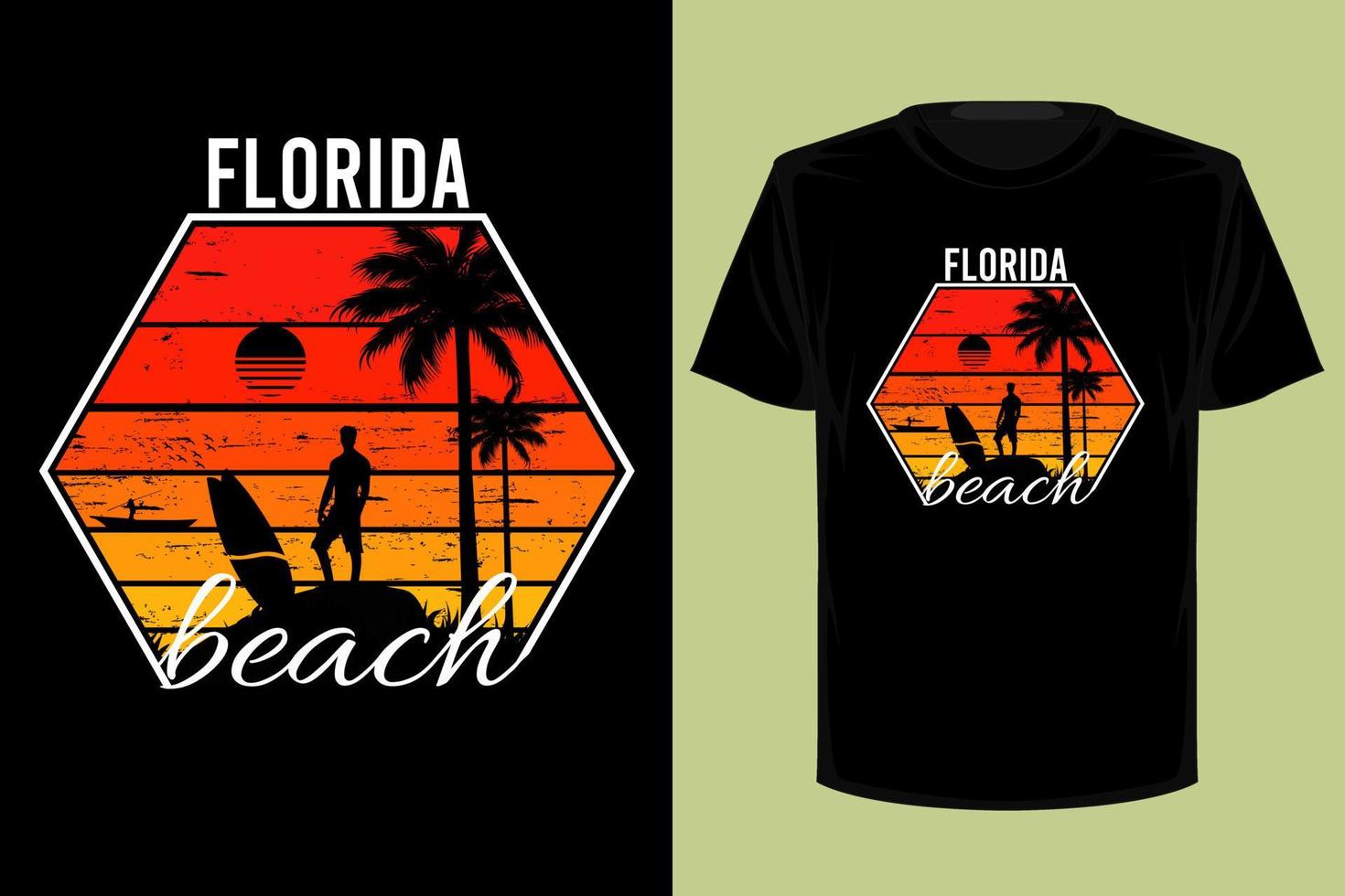 design de camiseta vintage retrô de praia da flórida vetor