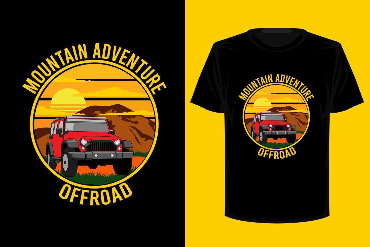 aventura de montanha off road design de camiseta vintage retrô vetor