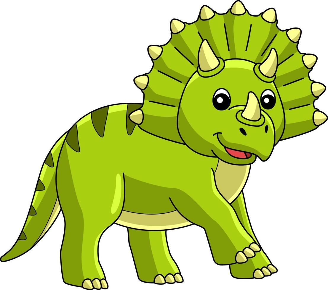 clipart colorido dos desenhos animados do dinossauro triceratops vetor