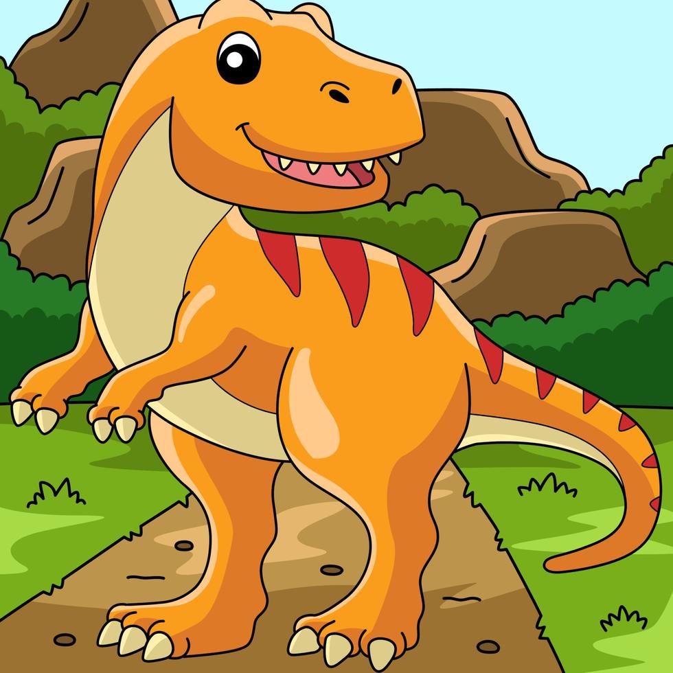 desenho animado colorido animal dinossauro tiranossauro vetor