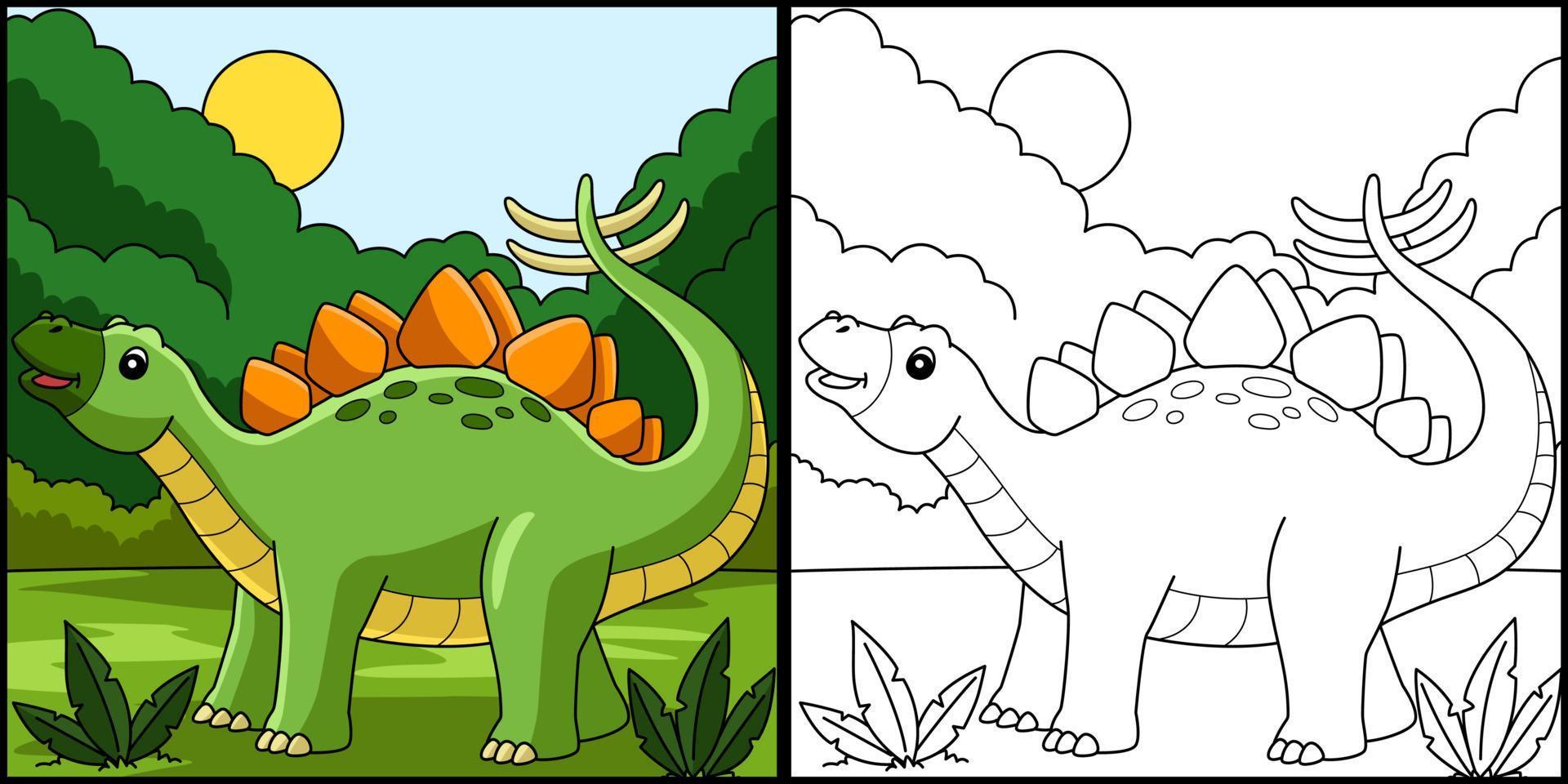 ilustração de página para colorir de dinossauro estegossauro vetor