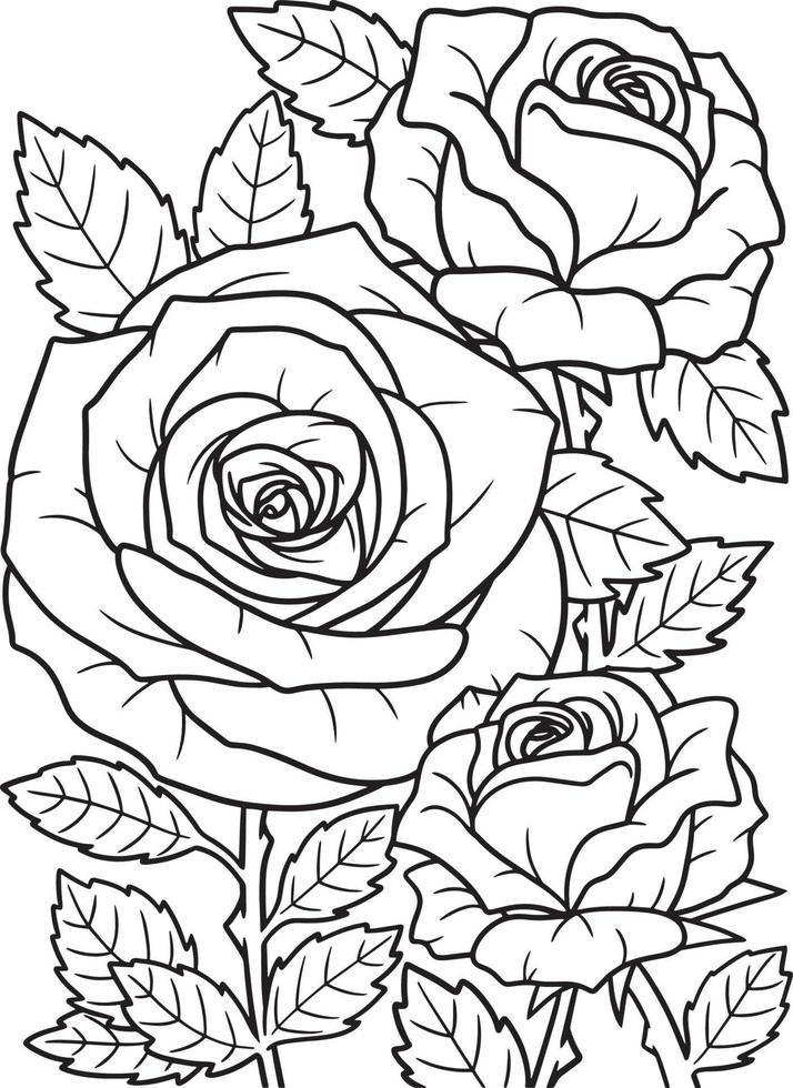 flor rosa para colorir para adultos vetor